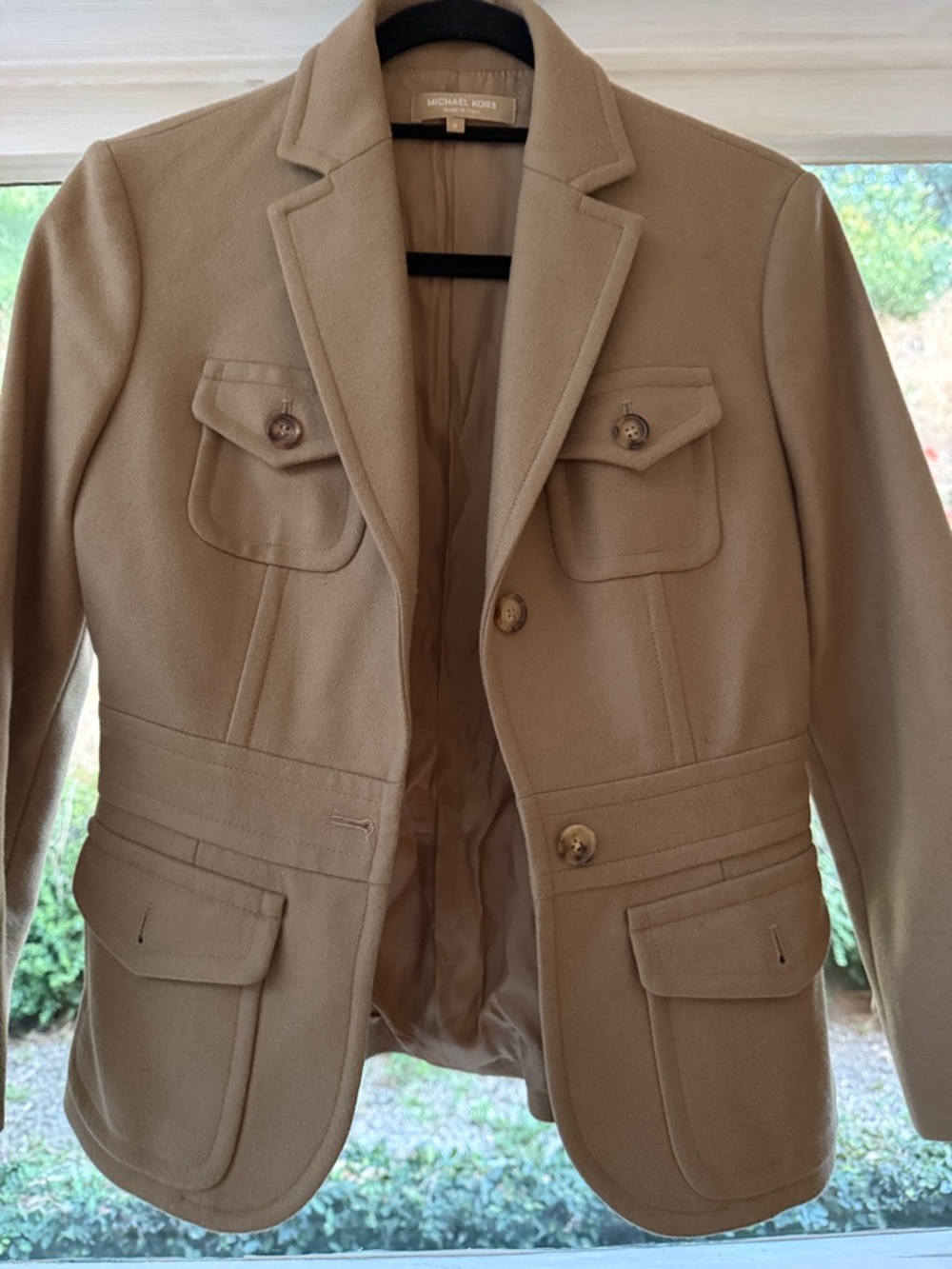 Michael Kors Tan Wool-Blend Tailored Blazer